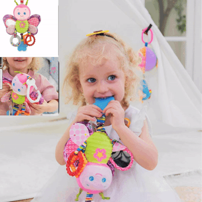 hochet peluche doux avec poignée de support pour voiture et poussette bébé